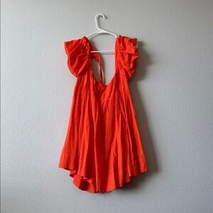 Orange Ruffle Sleeve Dress